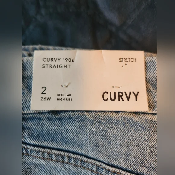 NWT American Eagle Curvy Sz 2 Distressed Light Blue 90s Straight Leg Jeans - Picture 3 of 5